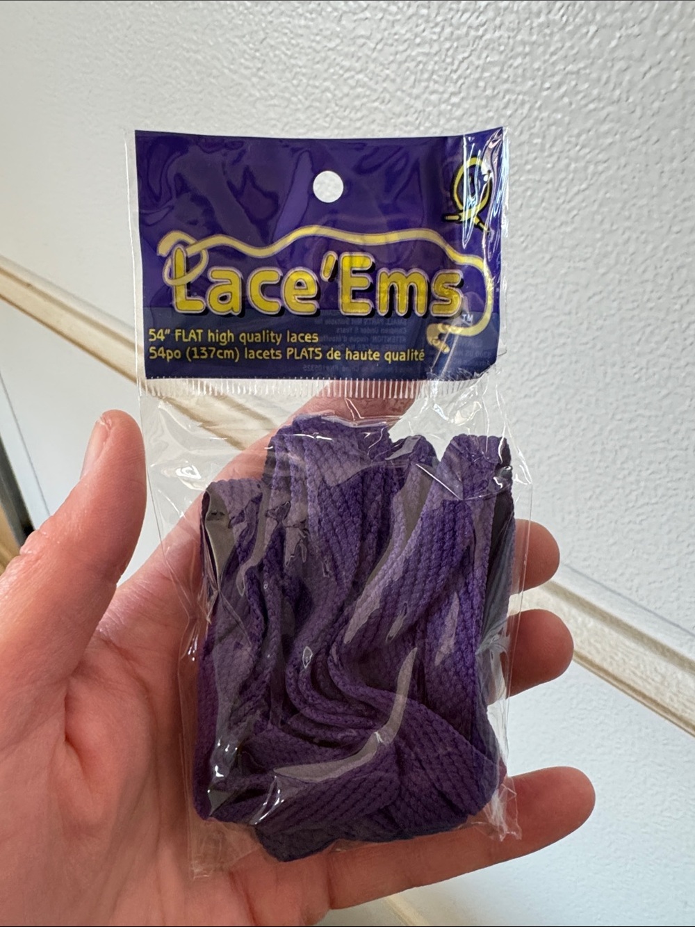 6 pairs!  New in bag. Lace'Ems Purple Flat Shoe Laces - 54"